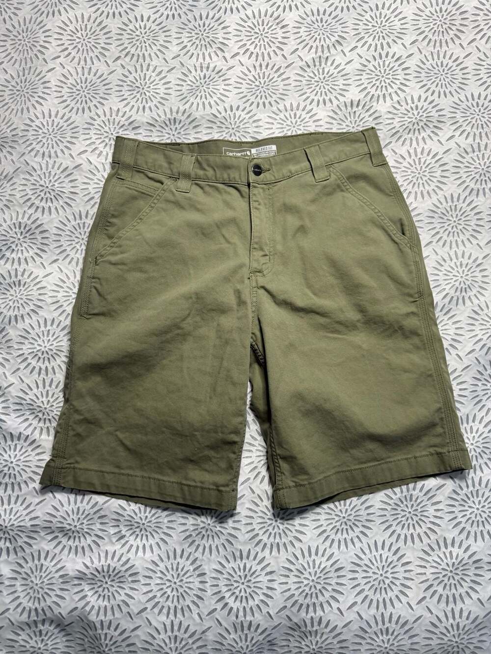 Carhartt Relaxed Fit Rugged Flex Olive Green Cargo Shorts Size 32
